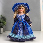 Кукла коллекционная керамика "Леди Есения в ярко-синем платье" 30 см - фото 9481620