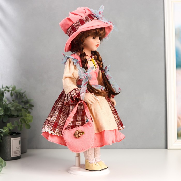 Кукла коллекционная керамика "Зоенька с розовом платье" 40 см 52036