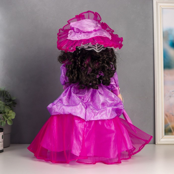 Кукла коллекционная керамика "Леди Оливия в фиолетовом платье, с зонтом" 40 см 52038