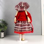 Кукла коллекционная керамика "Инга в красном, платье в горох и клетку"" 40 см - Фото 4