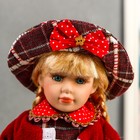 Кукла коллекционная керамика "Инга в красном, платье в горох и клетку"" 40 см - Фото 5