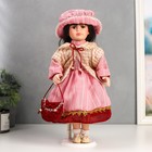 Кукла коллекционная керамика "Ксюшенька в платье в клетку цвета пыльной розы" 40 см - фото 9481685