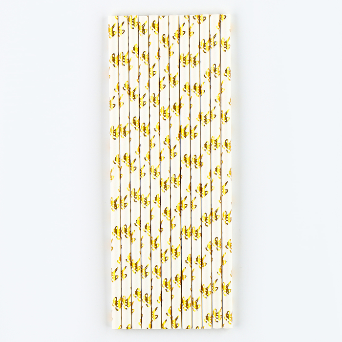 Трубочки для коктейля «Единорожка», набор 12 шт., цвет золото - Фото 1