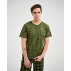 Костюм домашний (футболка, брюки) мужской, цвет зелёный, размер 48 - фото 27454075