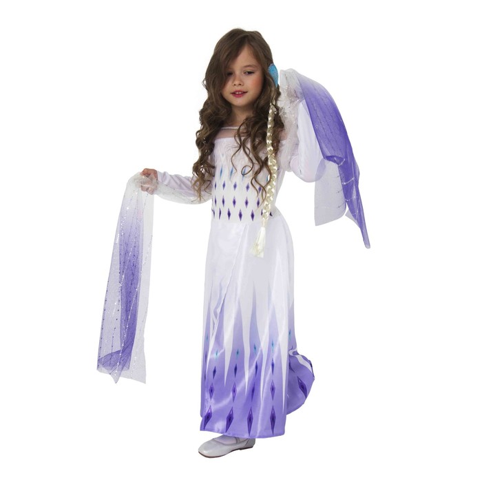 Карнавальный костюм «Эльза 2», белое платье, р. 32, рост 122 см - Фото 1