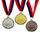 Медаль призовая 001, d= 5 см. 2 место. Цвет серебро. С лентой - фото 10151794