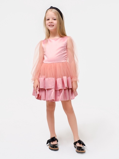 Платье нарядное детское KAFTAN, персиковое, размер 30 (98-104 см)