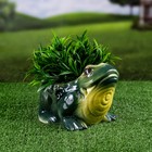 Кашпо фигурное "Жаба", зелено-желтое, керамика, 1.3 л - Фото 1