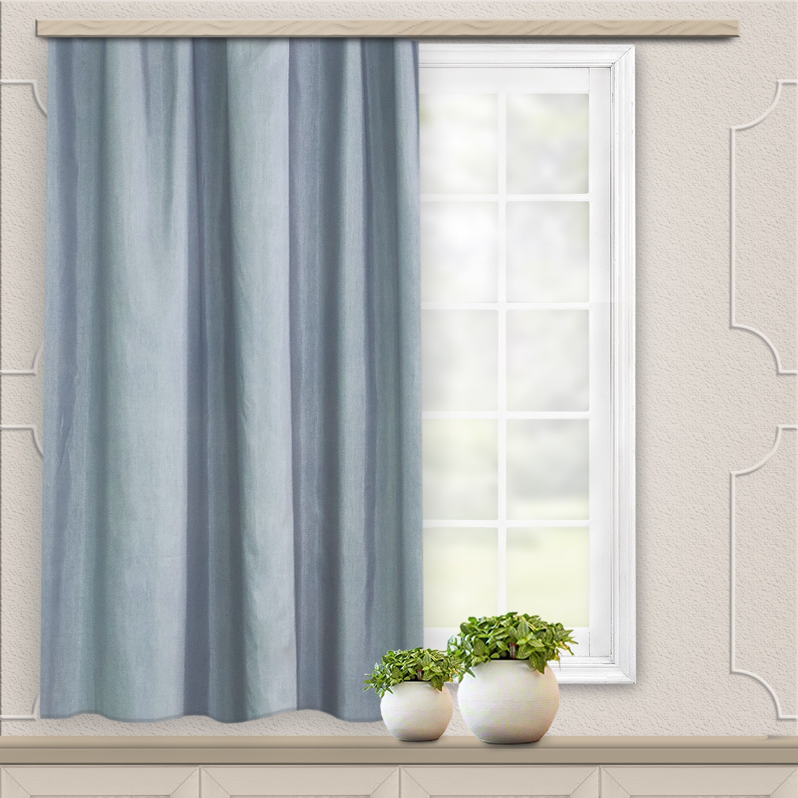 Штора портьерная для кухни Witerra Бамбук 135х180 см, серый, жаккард ...