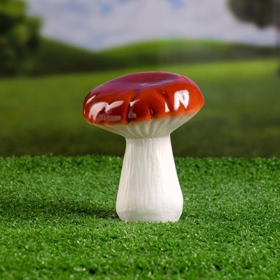 Садовая фигура "Грибочек сыроежка", керамика, 13 см, микс