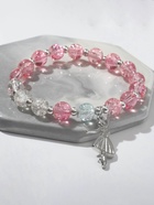 Браслет "Радость" балерина, цвет бело-розовый в серебре, d=7 - фото 809220062