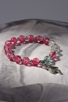 Браслет "Радость" балерина, цвет бело-розовый в серебре, d=7 - фото 809220064