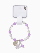 Браслет "Радость" монетка и бабочки, цвет бело-сиреневый в серебре, d=7 - фото 809220066