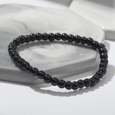 Браслет «Нить» бусина №4, цвет чёрный, d=7