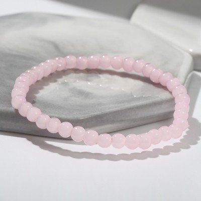 Браслет «Нить» бусина №4, цвет светло-розовый, d=7
