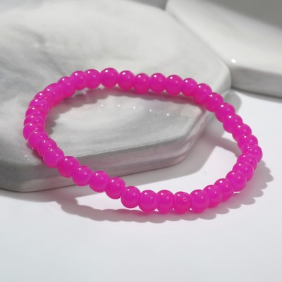 Браслет «Нить» бусина №4, цвет ярко-розовый, d=7