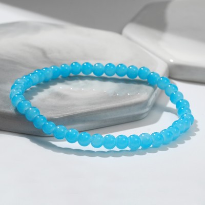 Браслет «Нить» бусина №4, цвет голубой, d=7