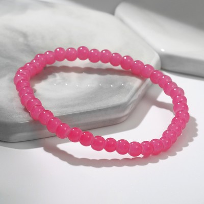 Браслет «Нить» бусина №4, цвет розовый, d=7