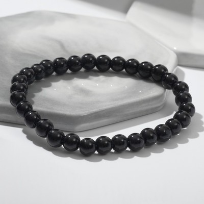 Браслет «Нить» бусина №6, цвет чёрный, d=7