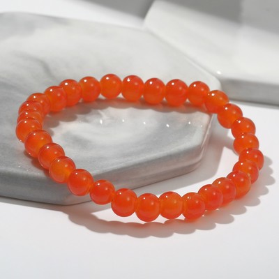Браслет «Нить» бусина №6, цвет оранжевый, d=7
