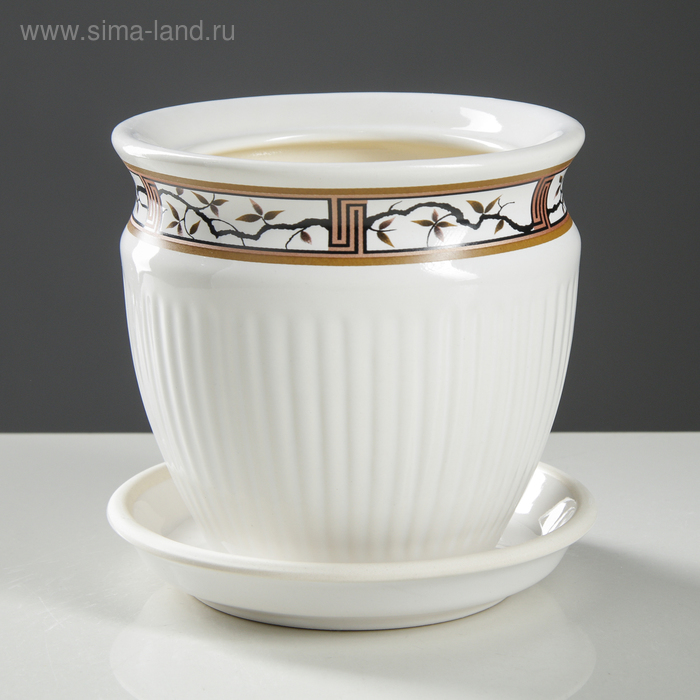 Горшок для цветов "Антика", белый, керамика, 1 л - Фото 1