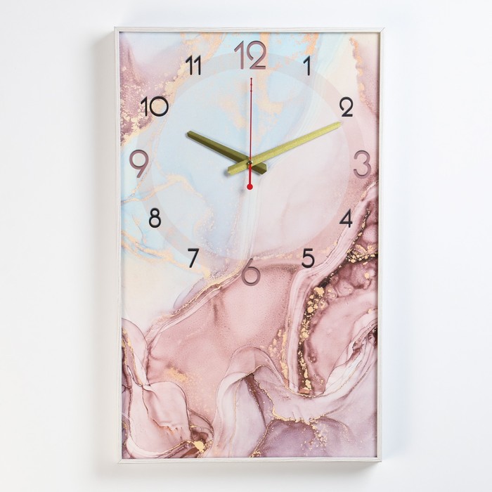 Часы-картина настенные, интерьерные &quot;Розовый мрамор&quot;, плавный ход, 57 х 35 х 4 см