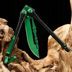Нож-бабочка "Богомол" зеленый, сталь - 440, рукоять - сталь, 20 см - Фото 3