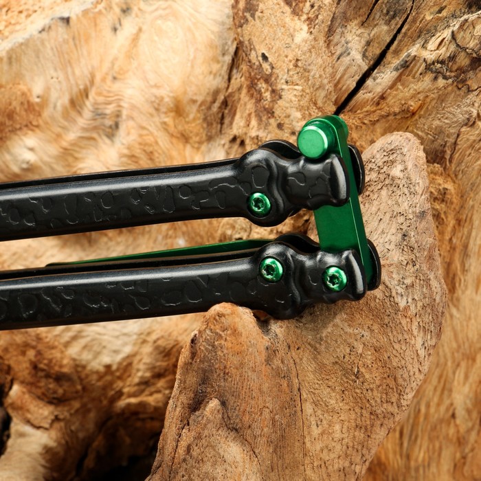 Нож-бабочка "Богомол" зеленый, сталь - 440, рукоять - сталь, 20 см - фото 1889697172