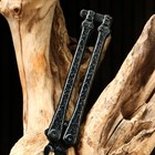 Нож-бабочка "Богомол" черный, сталь - 440, рукоять - сталь, 20 см - Фото 5