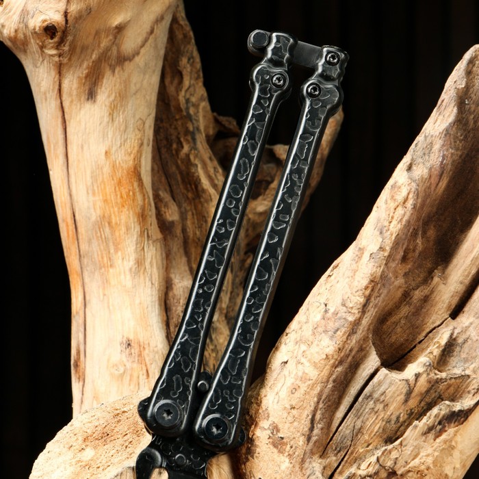 Нож-бабочка "Богомол" черный, сталь - 440, рукоять - сталь, 20 см - фото 1888215557