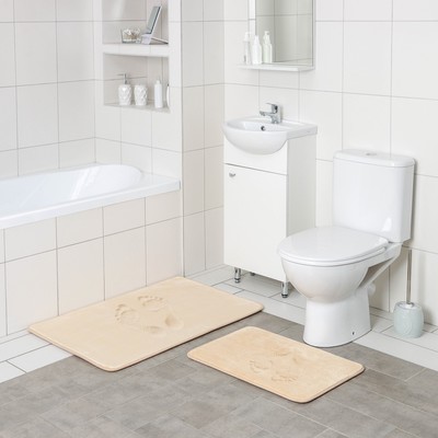 Набор ковриков с эффектом памяти для ванной и туалета SAVANNA Memory foam, 2 шт, 60×90 см, 40×60 см, цвет бежевый
