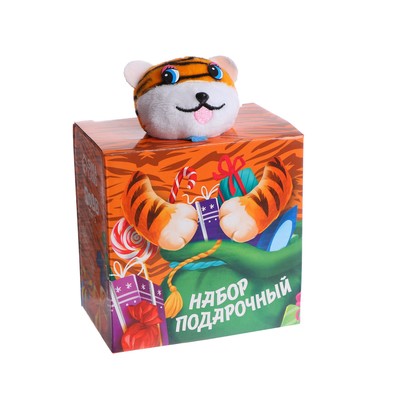 Новогодняя мягкая игрушка «Тигрёнок с книжкой и раскрасками», на новый год