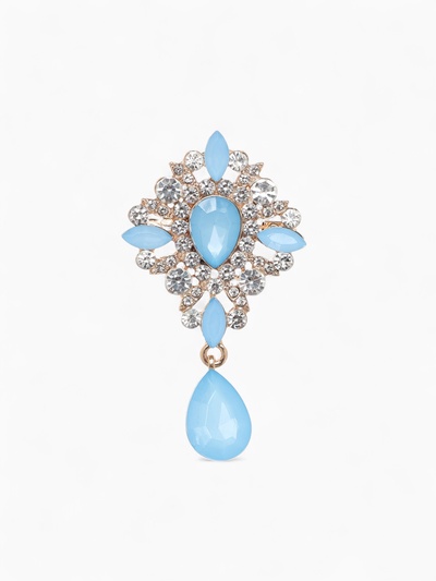 Брошь «Императрица» гамма, бело-голубая в золоте