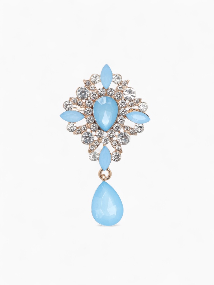 Брошь «Императрица» гамма, бело-голубая в золоте - Фото 1