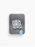 Брошь «Императрица» гамма, бело-голубая в золоте - Фото 4