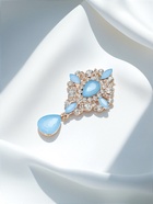 Брошь «Императрица» гамма, бело-голубая в золоте - Фото 6