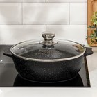 Жаровня «Гранит Black» Induction Pro, 4 л, d=28 см, стеклянная крышка, антипригарное покрытие, индукция, цвет чёрный - Фото 4