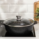 Жаровня Мечта «Гранит Black» Induction Pro, 3 л, d=28 см, стеклянная крышка, антипригарное покрытие, индукция, чёрная - Фото 4