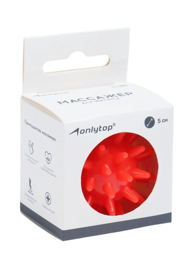 Массажёр ONLYTOP «Ёжик», d=5 см, 17 г, красный
