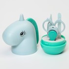 Набор маникюрный детский «Единорог»: ножницы, щипчики, пилочка, пинцет, цвет бирюзовый - фото 24699827