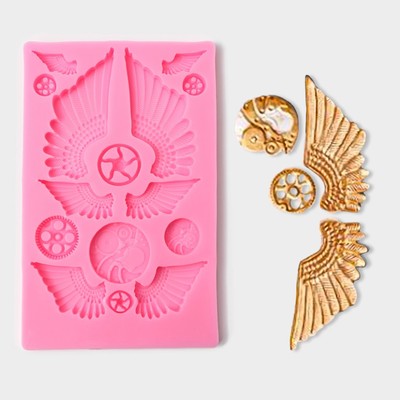 Молд «Крылья Икара», силикон, 19,5×12,2×0,9 см, цвет розовый