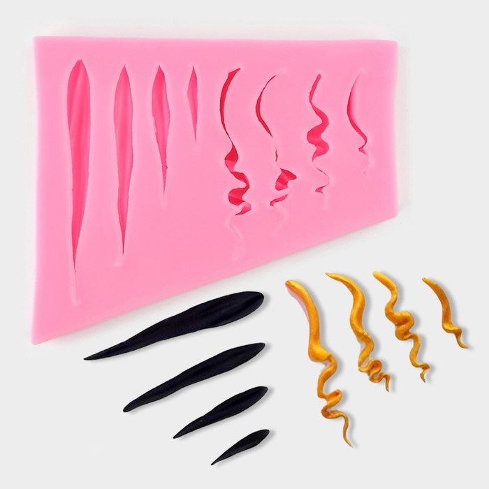 

Молд «Пряди», силикон, 10,5×8,5×1,2 см, цвет розовый