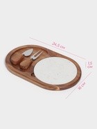 Набор для подачи сыра «Мрамор», 2 ножа, доска, 24.5×16×1.5 см, акация - Фото 3