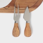 Набор для подачи сыра «Мрамор», 2 ножа, доска, 24.5×16×1.5 см, акация - Фото 7