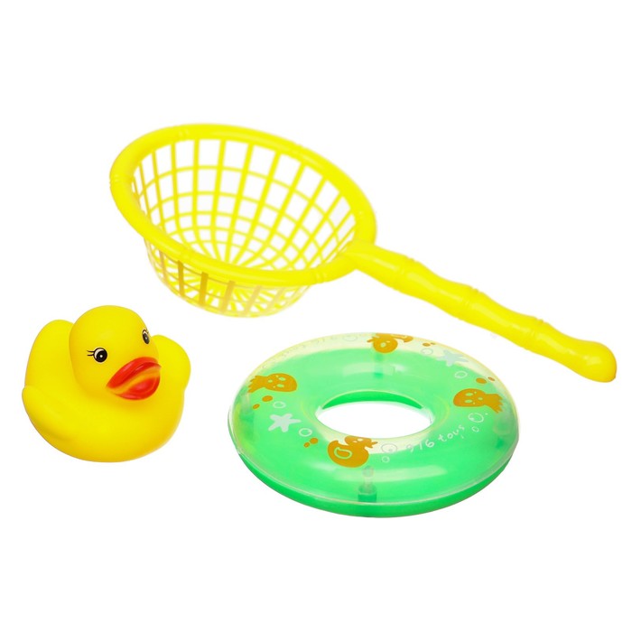 Набор игрушек для игры в ванне «Сачок и игрушки», 4 шт 52081