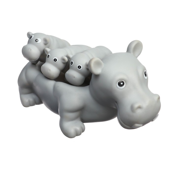 Набор игрушек для игры в ванне «Бегемотик», мыльница, 3 игрушки, с пищалкой 52089