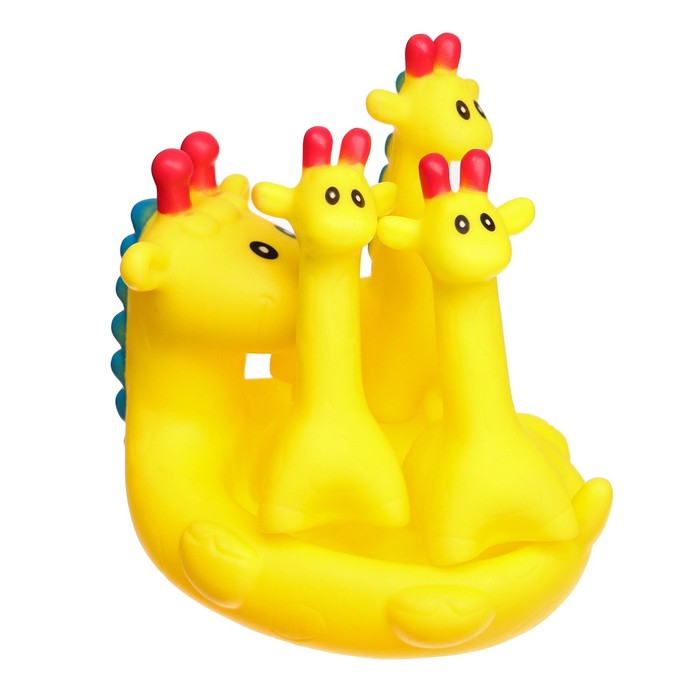 Набор игрушек для игры в ванне «Жирафик», мыльница, 3 игрушки, с пищалкой 52090