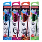 Карандаш чернографитный, НВ, с ластиком, трёхгранный, МИКС - Фото 2