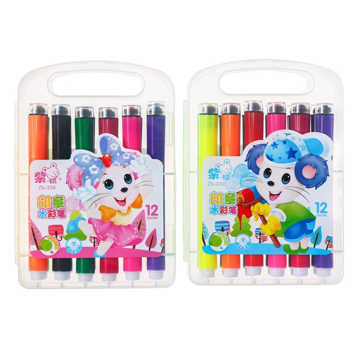 Фломастеры 12 цветов, Calligrata, кистевидный наконечник, с печатью - Фото 1