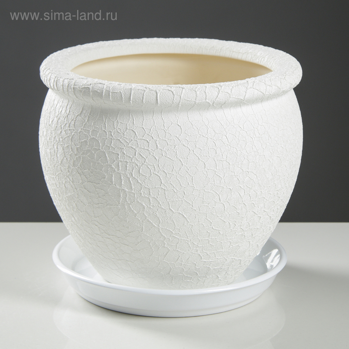 Горшок для цветов "Вьетнам" шёлк, белый, керамика, 5 л - Фото 1